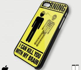 Warning I Can Kill You With My Brain Yellow for iphone 4/4s and iphone 5 case